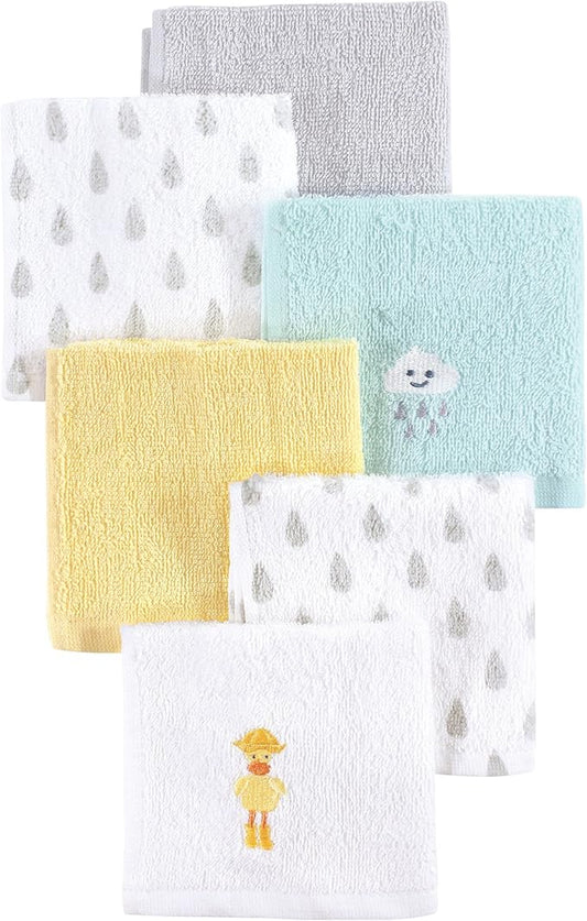 Hudson Baby Unisex Baby Super Soft Cotton Washcloths, Rain Duck, One Size