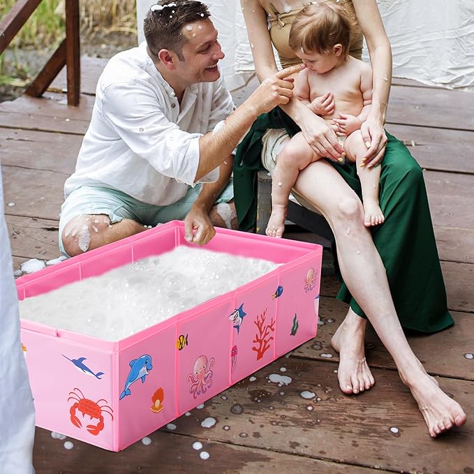 Collapsible Baby Bathtub, Portable Foldable Travel Baby Bath for Infant Toddler, Converts Shower to Tub, No Assembly Folds Flat for Storage, 6M-5 Years, Pink