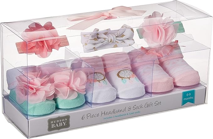 Hudson Baby Girl's Headband and Socks Giftset