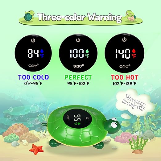 Baby Bath Thermometer - Digital Floating Water Thermometer with LED Display & Color Temperature Alerts, Rechargeable Bath Toy for Infant Bathtub Safety, Newborn Bath Essentials Gift