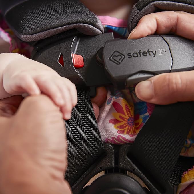 Safety 1st EverSlim 4-in-1 Convertible Car Seat, SecureTech Chest Clip, Ultra-Slim, 4-Mode Infant to Booster, Baby Car Seat, 5-100 lbs, Memory Foam, Office Space