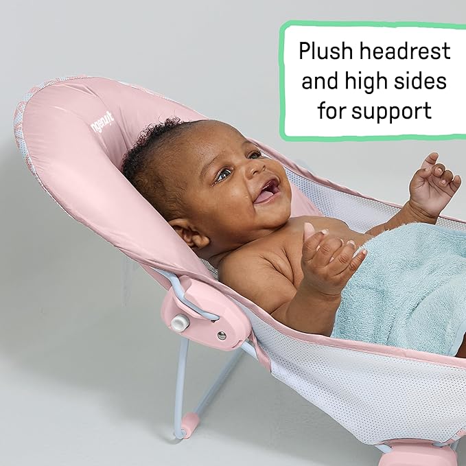 Ingenuity Tuckaway Toddler Folding Tub & Foldaway 2-Position Baby Bath Seat, Portable Bathtub for Travel, Adjustable Support for Sink or Shower, Easy to Clean, Ages 0-5 Years