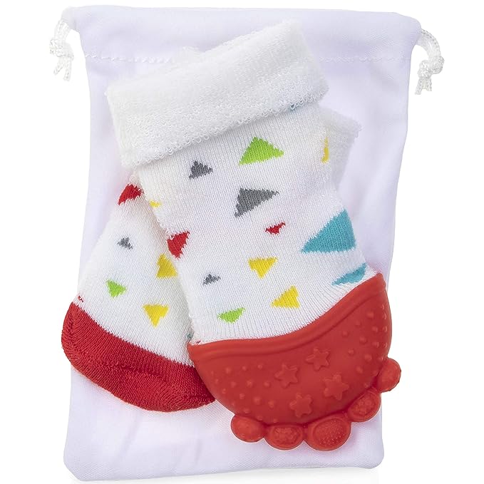 Nuby Soothing Teether Sock, Red Triangles