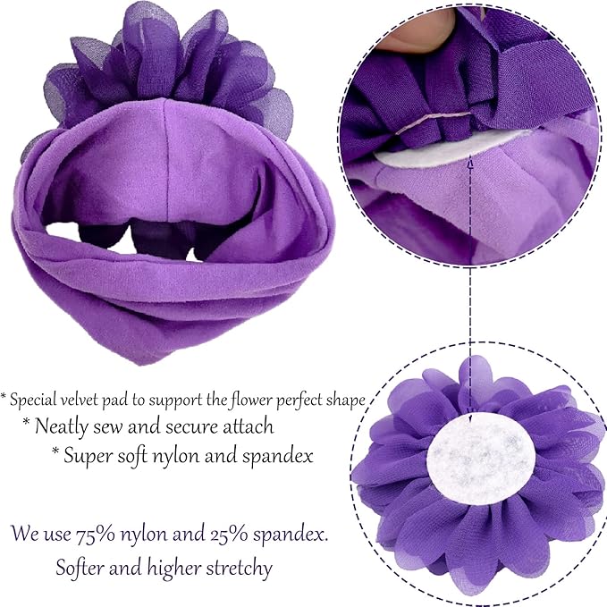 CÉLLOT 20 Colors 4 Inch Chiffon Flower Baby Girls Headbands Soft Elastic Nylon Hairbands for Newborn Infant Toddler Girls Kids