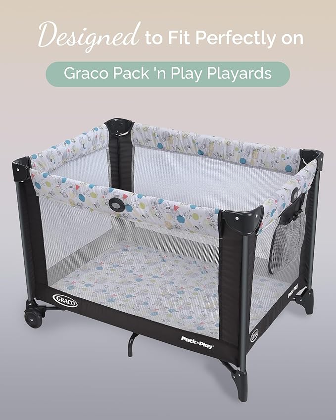 Graco Pack and Play Sheets Fitted – Compatible with Graco Pack n Play Playard Crib & Other 27 x 39 Inch Playpen Mattress, Buttery Soft Jersey Playard Sheets, Blue Sage Cloud 3 Pack