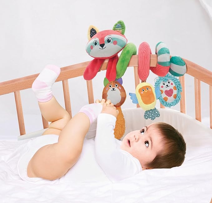 Clementoni - Spiral Baby Stroller, Soft Spiral Happy Animals, Baby for You, 17909 Soft Toy