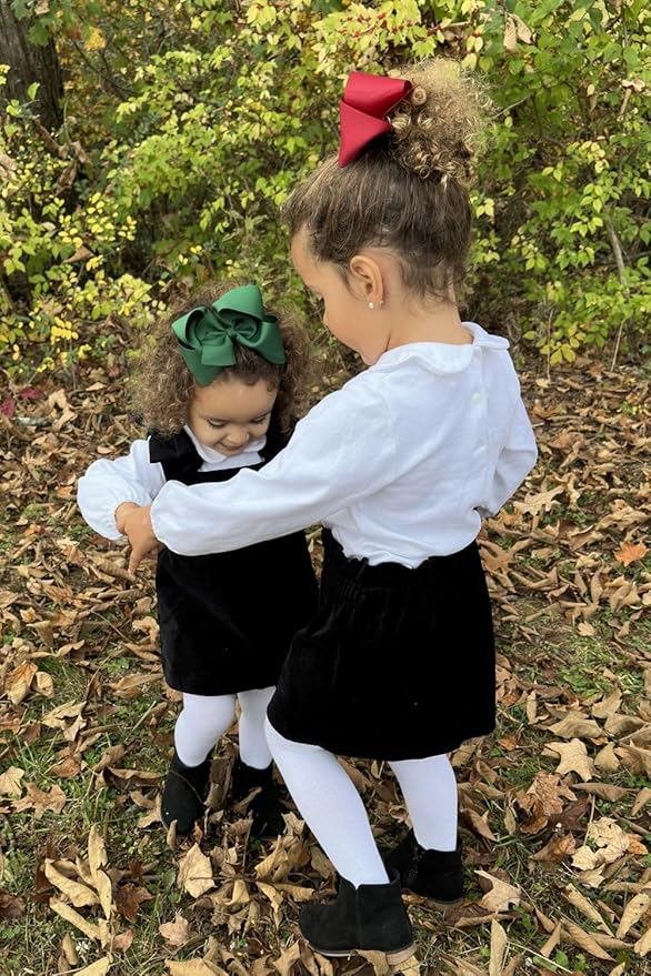 Wee Ones Girls' Classic Grosgrain Hair Bows with Plain Wrap Center, No-Slip Hair Clip, Handmade, Forest Green, King