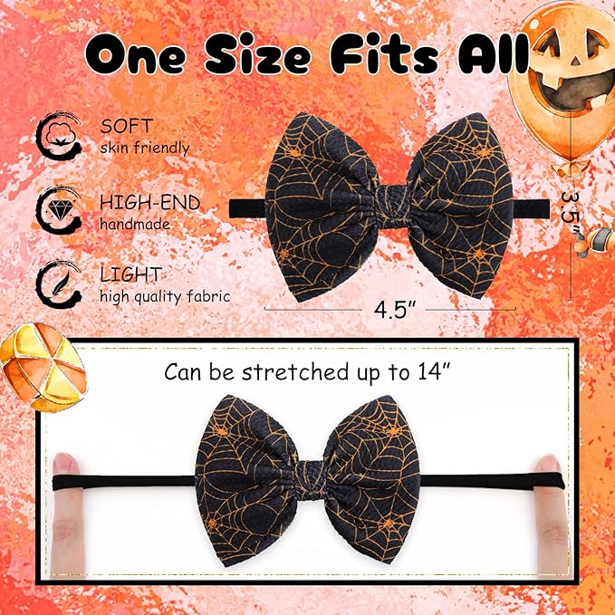 Halloween Baby Girl Headbands with Bows for Newborn Hair Accessories Orange Hair Bow Pumpkin Nylon Halloween Hairbands 3 PCS