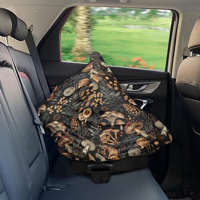 Car Seat Covers for Babies Daisy Mushroom Nursing Covers for Breastfeeding, Baby Car Seat Canopy for Girls Boys, Nursing Essentials for Breastfeeding Women Infant Stroller Privacy Protection