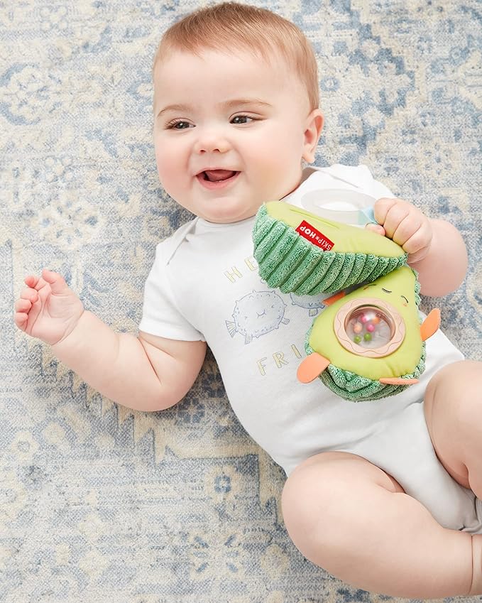 Skip Hop Avocado Baby Stroller Toy & Musical Fruit Band Set, Berry Cute Band, Infant, Toddler, Avocado Stroller Toy, Strawberry Tambourine, 2 Blueberry Shakers