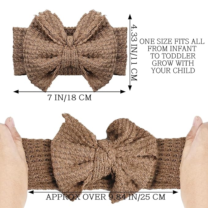 JIAHANG Baby Waffle Knitting Hair Bow Turban Knotted Head Wraps, Hair Bows Headbands for Infant Toddler Girls