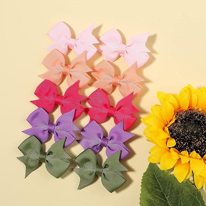 ALinmo Hair Clips for Girls - 80PCS Fully Lined Tiny Alligator Bows in Pairs for Infants and Toddlers