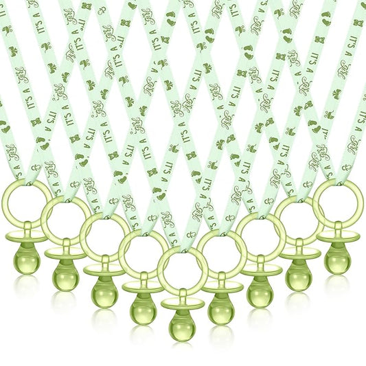 Geiserailie 36 Pcs Baby Shower Pacifiers Necklace Acrylic Pacifiers Necklace Charm Party Favors for Girls Boys Baby Shower Party Decorations Table Scatter(Green)