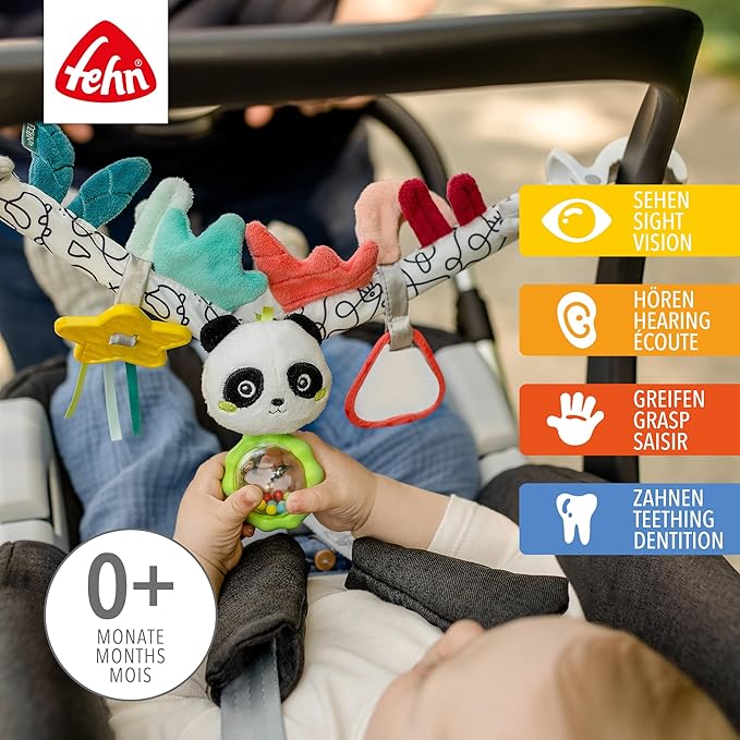 Fehn Panda Stroller Chain, Mobile Baby Chain with Cute Sea Creatures, Flexible Hanging Baby Toy, Pram Toy for Babies and Toddlers 0+ Months