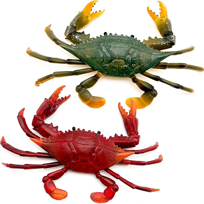 Gemini&Genius Crabs Animal Figures Marine Toys Realistic Sea Animal Action Figures Ocean Model Toy Stocking Stuffers, Role Play, Swim, Bath Toys for Kids