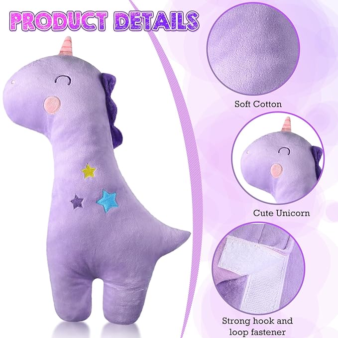 Lenwen 2 Pcs Seat Belt Pillow for Kids Cover for Boys Girls Seatbelt Cushion Pillow for Toddler Car Strap Covers for Travel Sleep Neck Head Support Pad(Unicorn,Purple)
