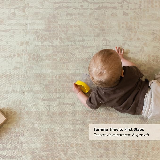 Little Landings Baby Play Mat for Floor - Sandstone (4x6ft) - Premium EVA Foam Play Mat for Babies & Toddlers (Ages 0-5+) Non-Toxic Playmat for Tummy Time, Crawling & Playroom - Stylish & Comfortable