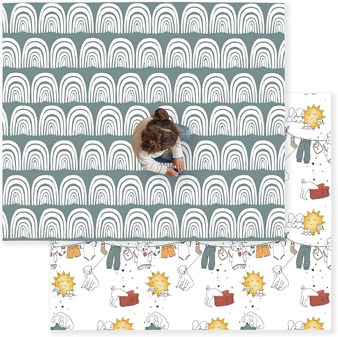 JumpOff Jo Foldable Foam Play Mat – Large Waterproof Baby & Toddler Activity Floor Mat, Double-Sided 70 x 59 Inch Play Surface