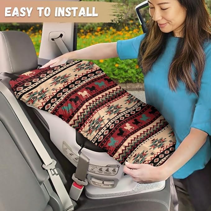 Aztec Car Seat Cover for Baby Carseat, Tear-Resistant Car Seat Sun Shade Cover with Vintage Horse Print, Universal Toddler Car Seat Replacement Cover