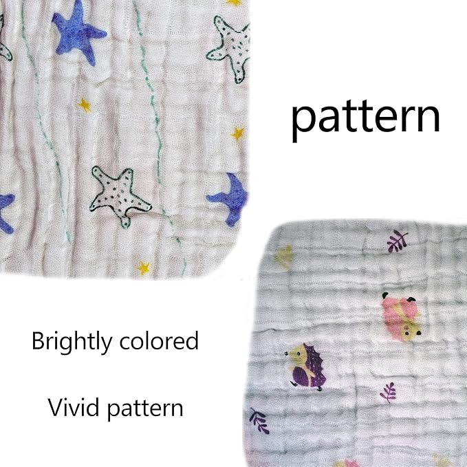Baby Wash Cloth and Towels 5 Pack - Muslin Washcloths, Super Soft Newborn Bath Face Towels, Cotton Reusable Wipes