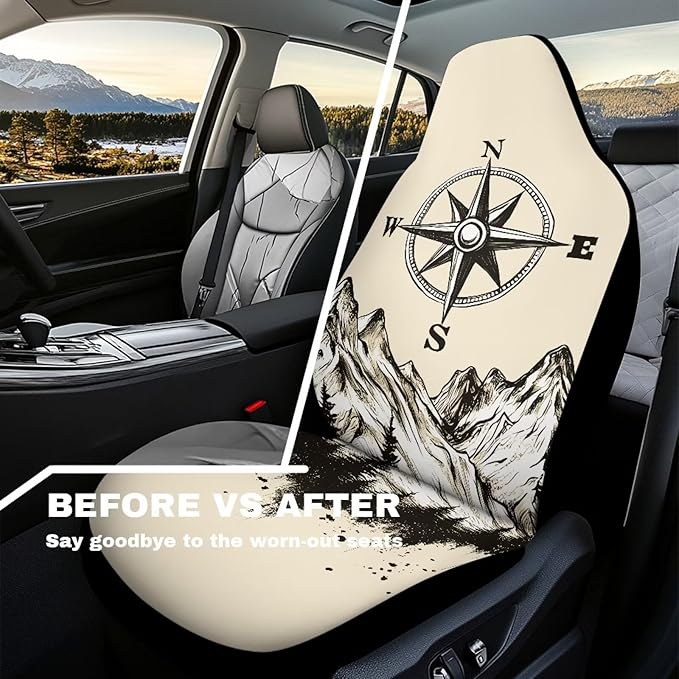 Peak Waterproof Car Seat Cover Anti-Slip Back Fabric Automobile Front Seat Covers Easy to Install All-Season Protection Universal Vehicle Accessories