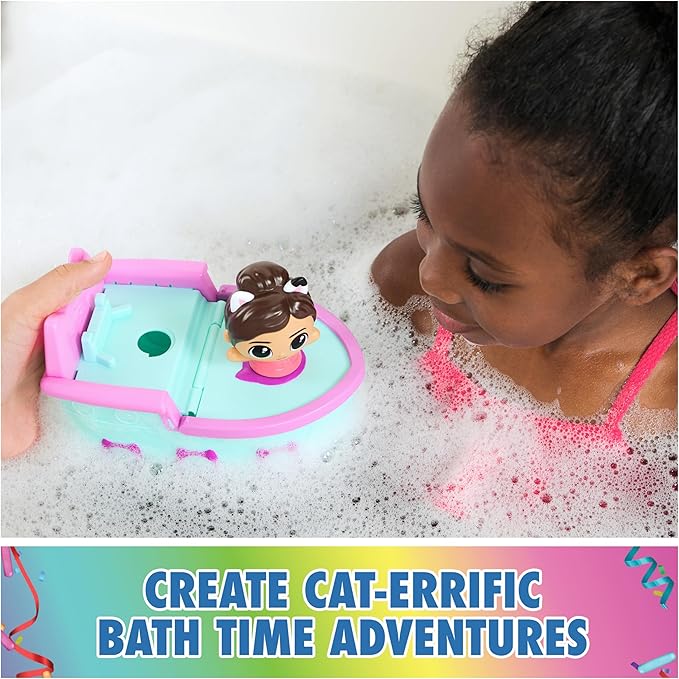 DreamWorks GABBY'S Dollhouse Gabby & SS Mercat Bath Set, Floating Toddler Bath Toys with Cruise Ship & Squirter, Kids Toys for Girls & Boys Ages 3+