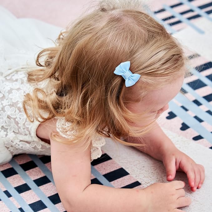 YHXX YLEN 1.4" Baby Hair Clips, Mini Bow Snap Clips 40 PCS - 20 Colors in Pairs | Non-Slip Snap Design | Gentle on Fine Hair | Grosgrain Ribbon Bows for Baby & Toddlers
