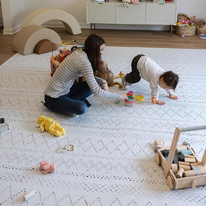 Little Landings Baby Play Mat for Floor - Boho (6x8ft) - Premium EVA Foam Play Mat for Babies & Toddlers (Ages 0-5+) - Non-Toxic Playmat for Tummy Time, Crawling & Playroom - Stylish & Comfortable