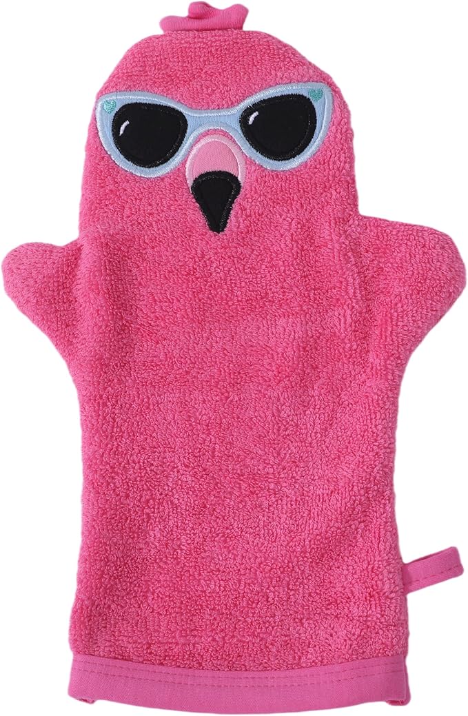 JN&LULU Baby Organics Bath Mitt Toddlers Bath Cotton and Soft Scrub Bathing Loofah Baby Shower Gifts (Flamingo)