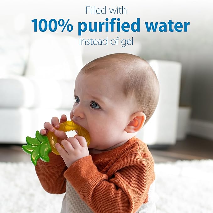 Dr. Brown's AquaCool Water-Filled Teether, Cooling Baby Teether Toy for Sore Gums, Apple Pineapple, BPA-Free, 3m+, 4-Pack