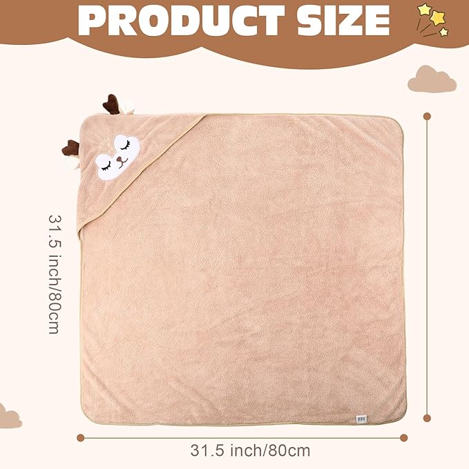SmoothNovelty 6 Pack Baby Hooded Towels Infants and Toddlers Coral Fleece Baby Bath Towels 31.5 x 31.5 Inch Absorbent Cute Soft Newborn Bath Essentials Gifts for Boys & Girls(Multicolor,Classic)