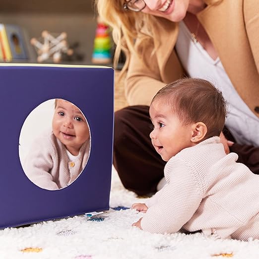 ECR4Kids SoftZone Mirror Activity and Sensory Play Cube, Baby Essentials, Earthtone