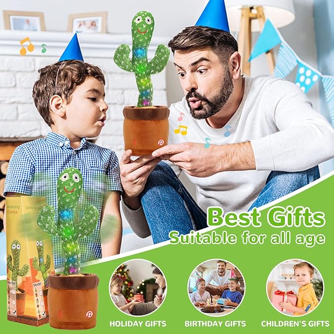 Emoin Dancing Talking Cactus Toy for Baby Boys Girls Gifts,Dancing Cactus Singing Mimicking Recording Repeating What You Say Baby Toys