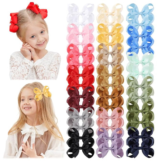 YHXX YLEN 40PCS 4.5 Inch Hair Bows Clips, Grosgrain Ribbon Alligator Clips Barrettes Hair Accessories for Baby Girls Infants Toddlers Kids Teens Children in Pairs