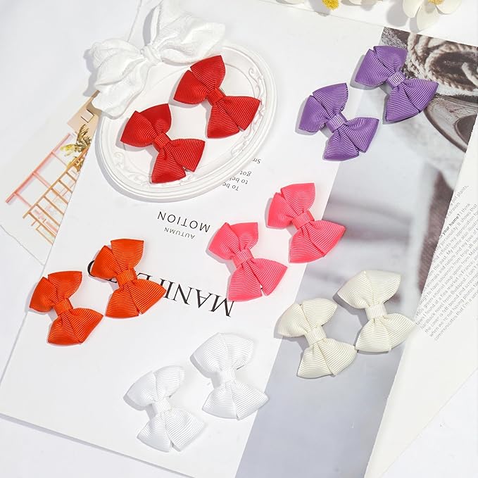 CellElection 60Pcs Hair bow Clips 2Inch Mini Hair Clips for Baby Fine Hair Grosgrain Ribbon Bows 30 Colors in Pairs