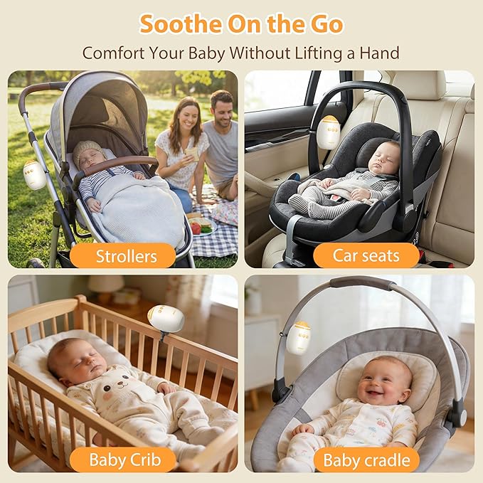 Baby Stroller Rocker with Adjustable Vibration Speed and 11 Soothing White Noise, Hands-Free Rechargeable Sleep Soother Rocker, Portable Accessories for Strollers & Cribs, Essential Baby Gear