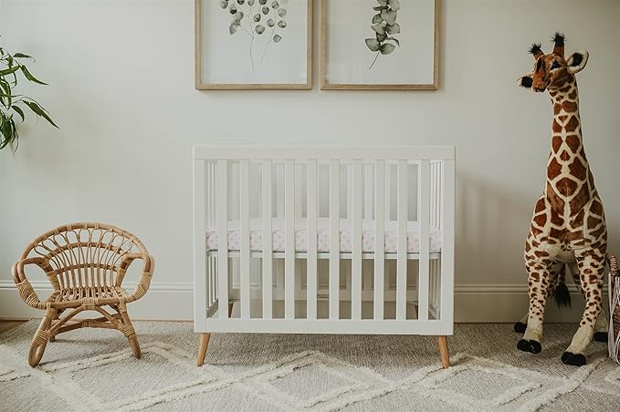 NODNAL CO. 3 Fitted Pink Mini Crib Pack n Play Playard Portable Crib Sheets Set - 100% Oeko-TEX Cotton Baby Girl Nursery Bedding - Chevron, Polka Dot, & Stripe Travel Pack and Play Playpen Sheet