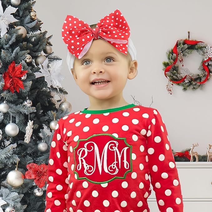 Christmas Bows for Girls - Santa & Candy Cane Bows - Red Baby & Toddler Girl Headbands
