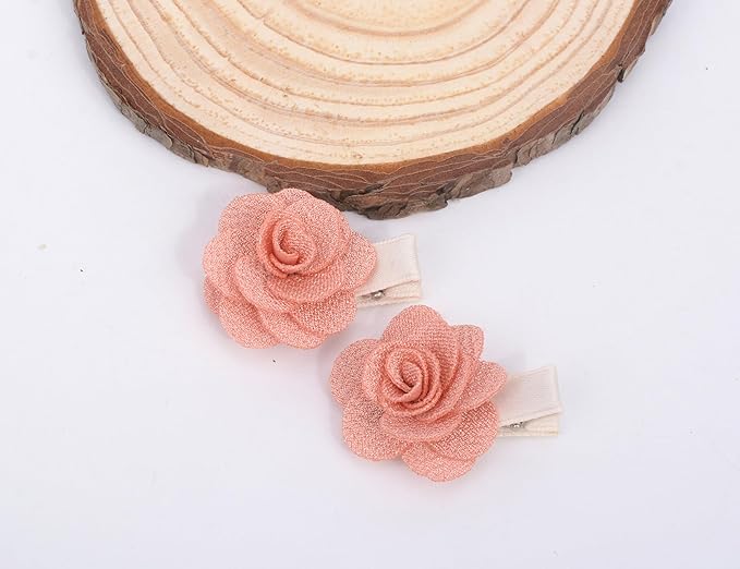 Baby Girls Hair Bow Clips, 10pcs Boutique Cotton Fully Lined Hair Pins, Non Slip Baby Barrettes Accessories for Infants Toddlers Fine Hair by BIANHUAN (Set-A)