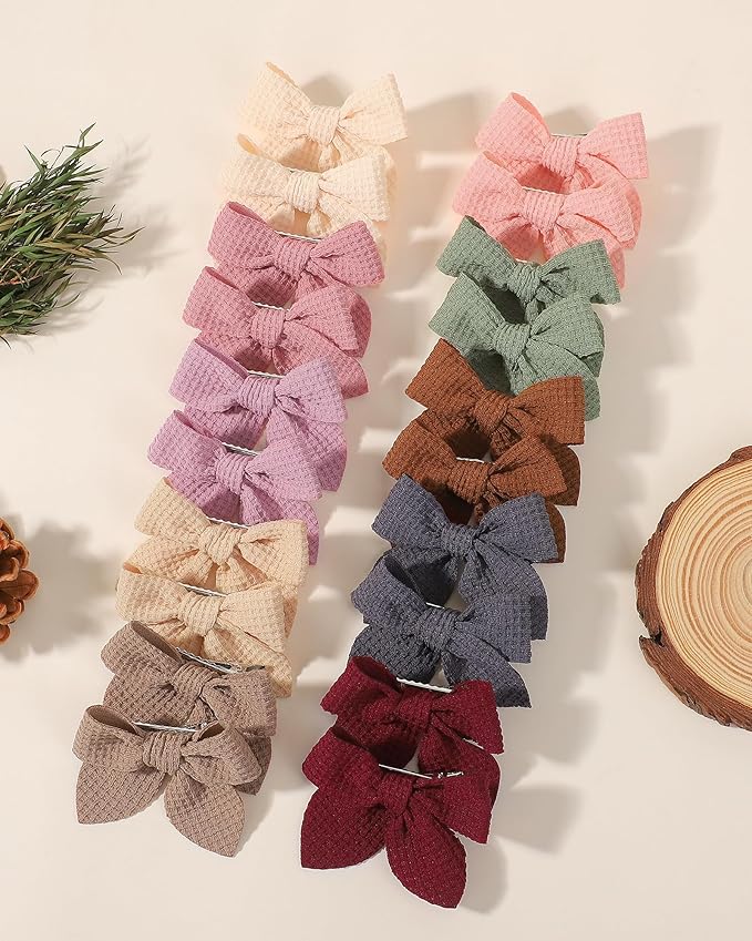 Jollybows 20pcs Baby Hair Bows Clips 2" Mini Fable Alligator Clip Toddler Pigtail Bow Fine Hair Clip Baby Girl Hair Accessories