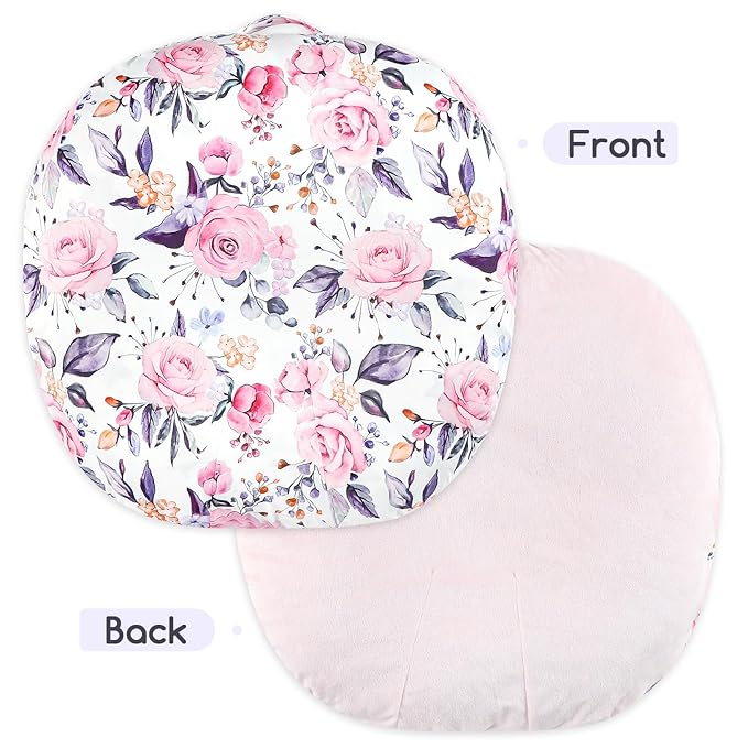 Newborn Lounger Cover for Boys Girls, Soft Comfortable Baby Lounger Cover 1 Pack Reversible Removable Fleece Slipover for Infant Lounger Pillow, Stylish Floral (Cover Only)
