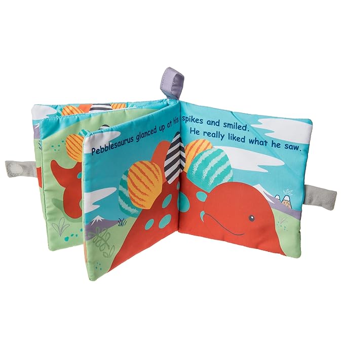 Mary Meyer Soft Cloth Book with Crinkle Paper and Squeaker, 6 x 6-Inches, Pebblesaurus