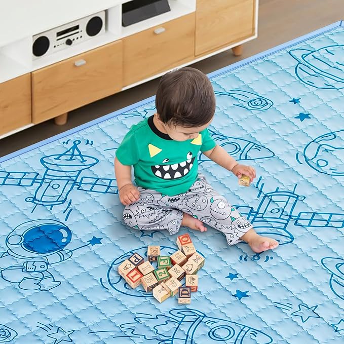 Baby Play Mat 71" X 59" Thick One-Piece Crawling Mat Baby Mat Floor Mat Non-Slip Cushioned Baby Playmat Fit for LIAMST, TODALE, YOBEST Playpen Machine Washable for Easy Care