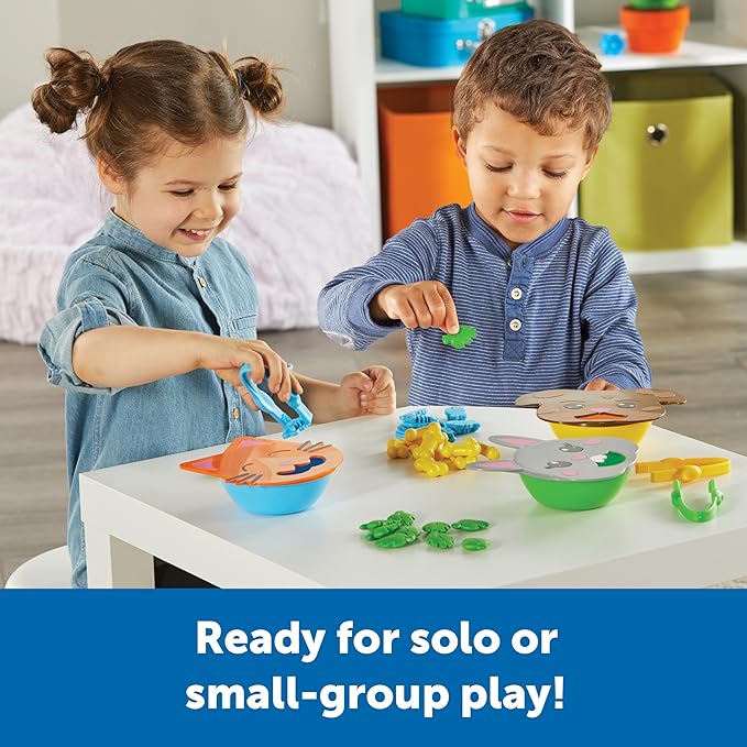 Learning Resources Fine Motor Feeding Friends - Fine Motor Toys for Toddlers, Counting Skills, Color and Shape Sorting, Matching Skills, Montessori Activities, Birthday Gift for Boys and Girls