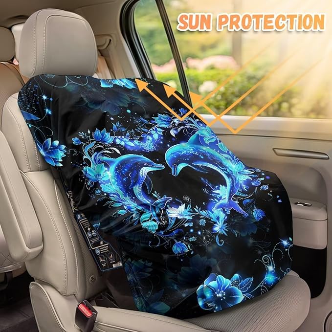 Car Seat Cover for Baby Carseat, Wear-Resistant Dolphin Car Seat Sun Shade Cover, Easy to Install, Universal Sun Protection Reflector UV Ray Helpers