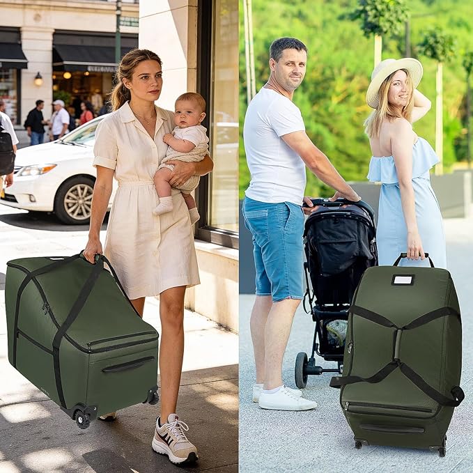 SCTEL Infant Car Seat Travel Bag for Airplane Compatible with Doona Car Seat Stroller and Base, Fit All Nuna Pipa Car Seat and Base, Padded Carseat Travel Bag, Airport Gate Check Bag