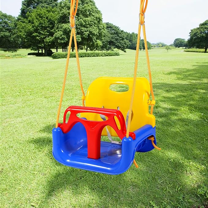 RedSwing 3-in-1 Baby Swing Seat, Toddler Swing, Anti-Flip Snug & Secure Detachable Infants to Teens Kids Swings Seat for Outside Playground, Blue Red