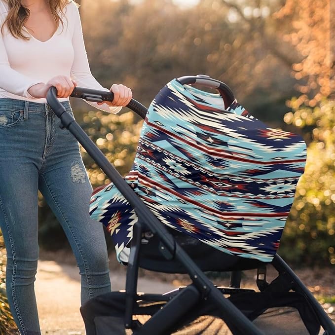 Youngerbaby Aztec Western Nursing Cover Breastfeeding Soft Infant Carseat Canopy Stretchy Breathable Cover for Stroller High Chair Shopping Cart Canopies