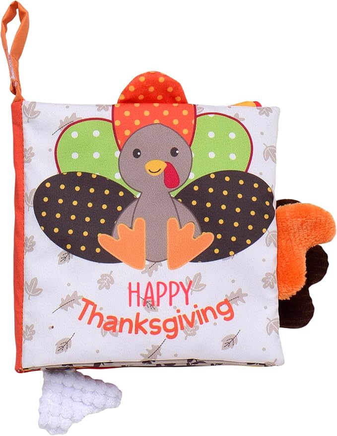 Baby Starters Magic Years Soft, Crinkle Activity Book with Tabs and Strap- Happy Thanksgiving Turkey (5 inches)