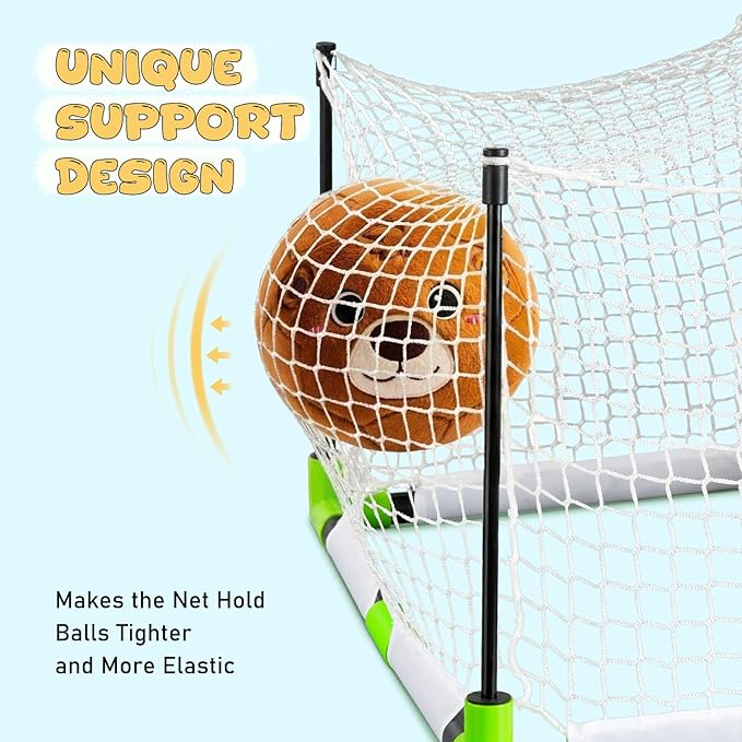 VangeBow Toddler Toy Soccer Goals for Backyard Indoor with Soft Plush Bear Ball, Mini Soccer Nets and Ball Set for Kids(Pump Include)